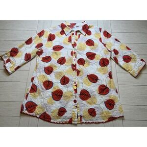 Ethyl Clothing Women Multi Button‎ Boutique Blouse Contrast Crochet Stitch Hem M